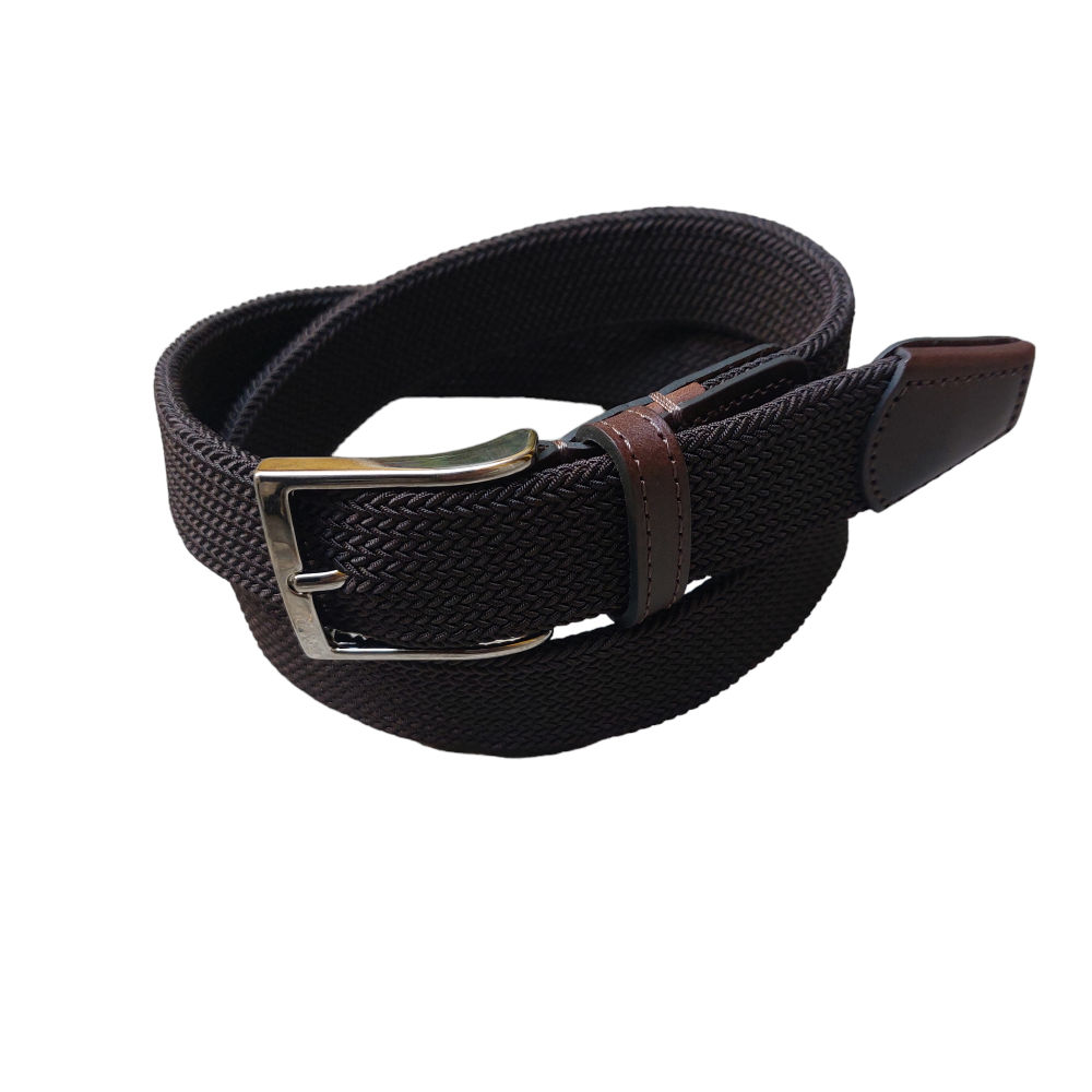 Brown elastic braided belt