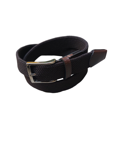 Brown elastic braided belt