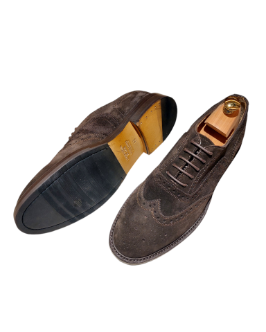 Dark brown suede swallowtail brogues
