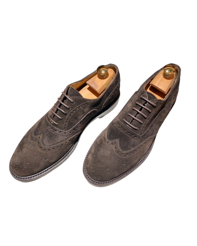 Dark brown suede swallowtail brogues