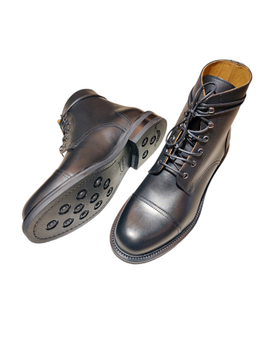 Black Calfskin Lace-Up Ankle Boots
