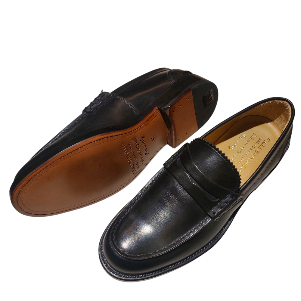 BLACK Leather-bottom College Loafers