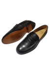 BLACK Leather-bottom College Loafers