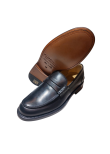 BLACK Leather-bottom College Loafers