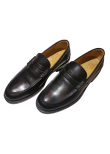 BLACK Leather-bottom College Loafers