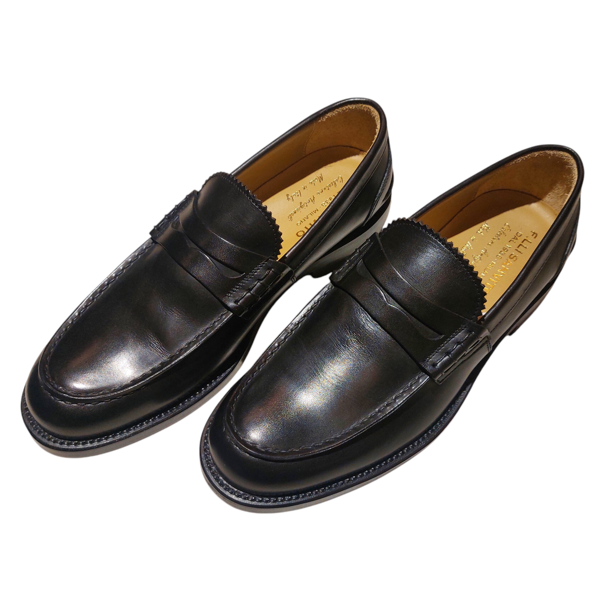 BLACK Leather-bottom College Loafers