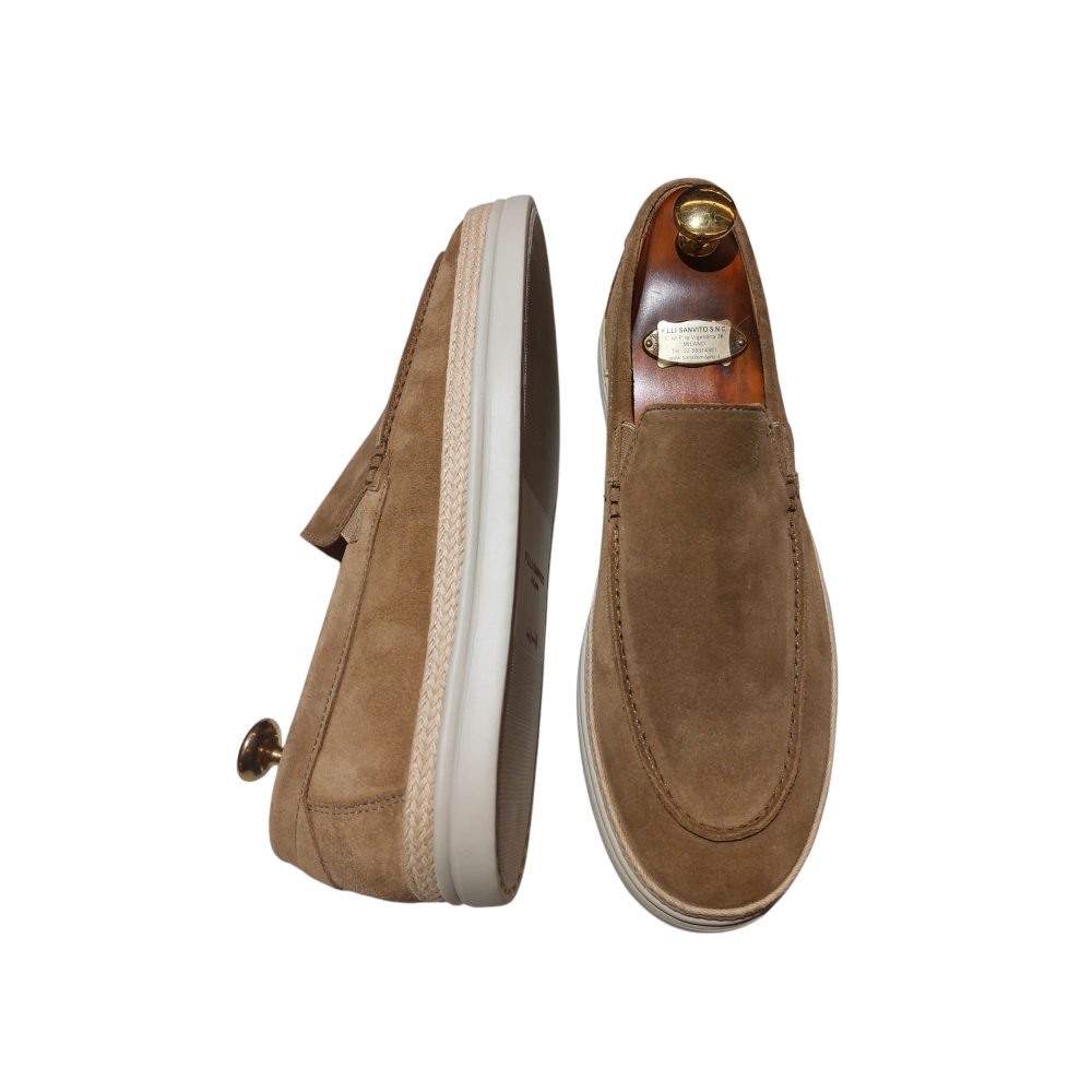 Beaver Suede Canvas Loafers