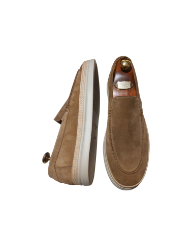 Beaver Suede Canvas Loafers