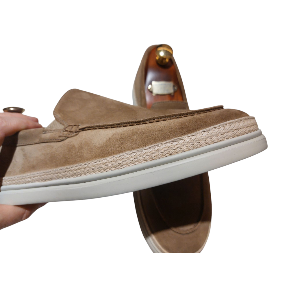 Beaver Suede Canvas Loafers