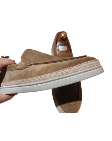 Beaver Suede Canvas Loafers