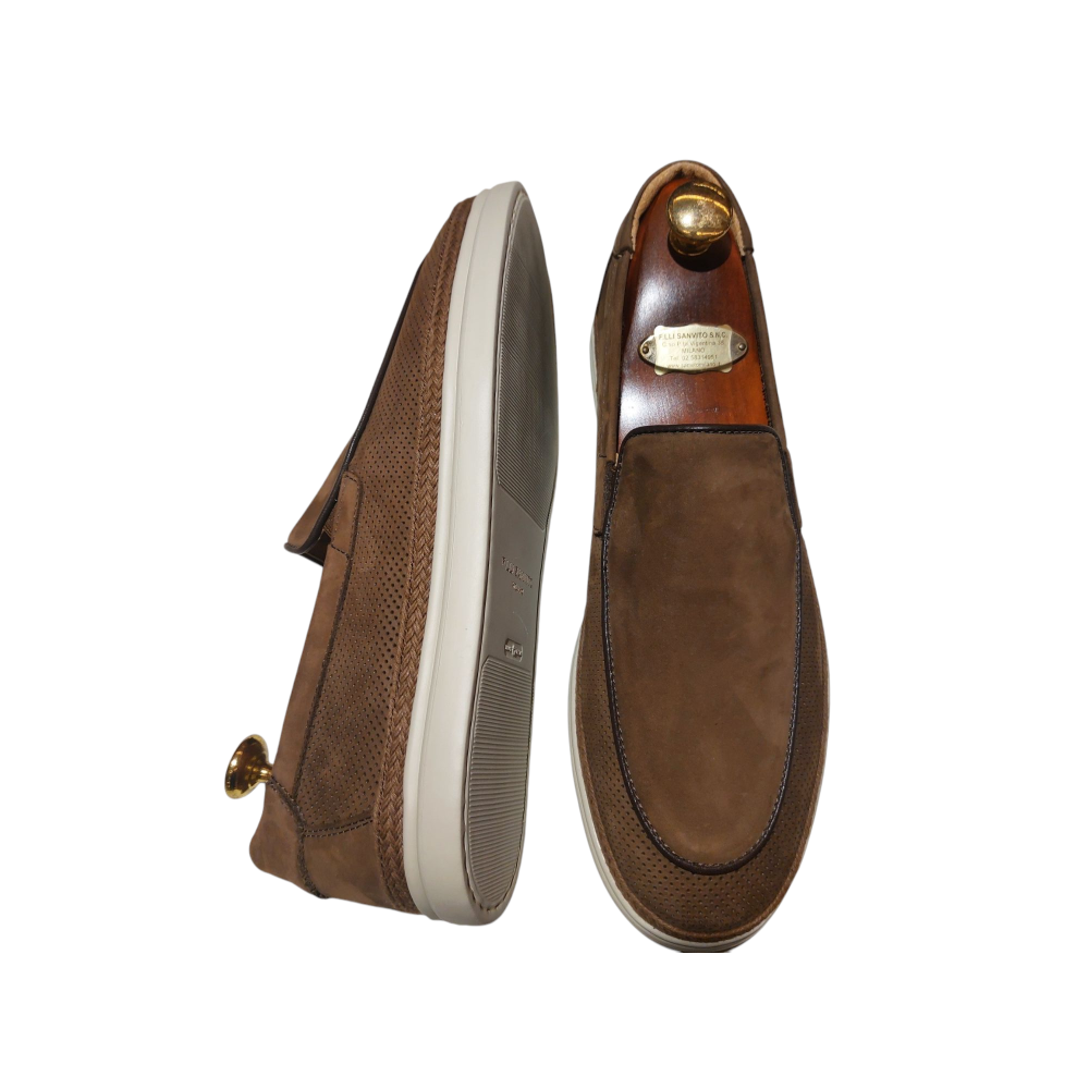 Cocoa Canvas Suede Loafers
