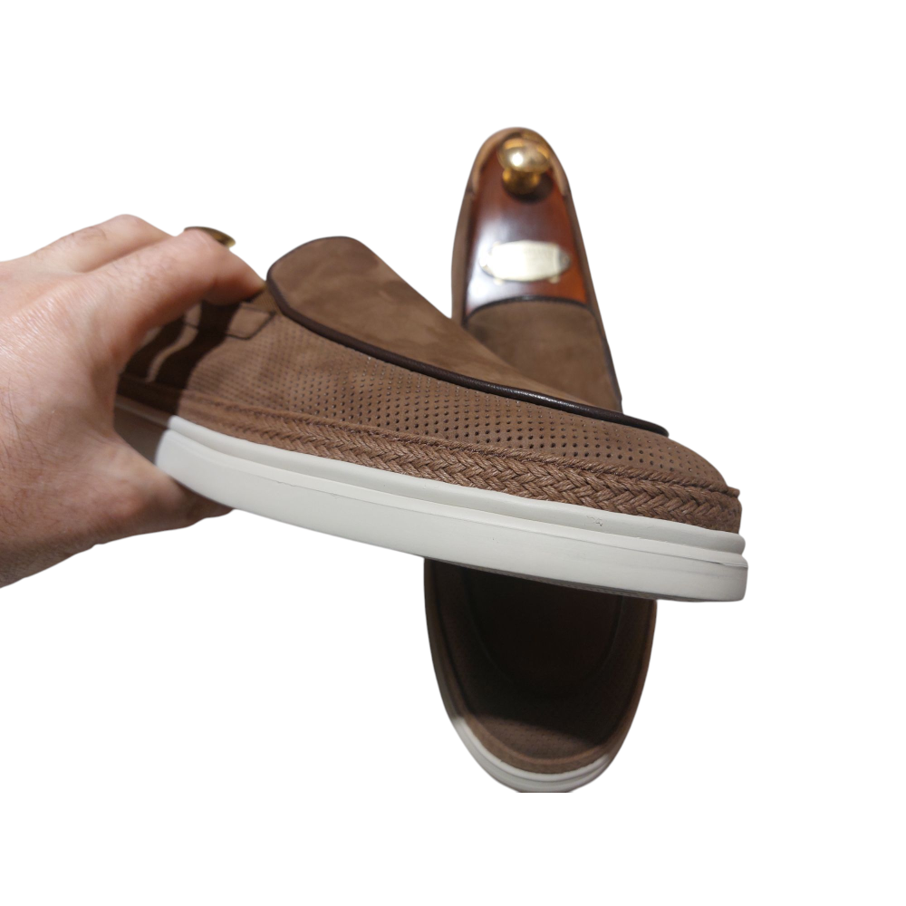 Mocassini Camoscio Canvas Cacao