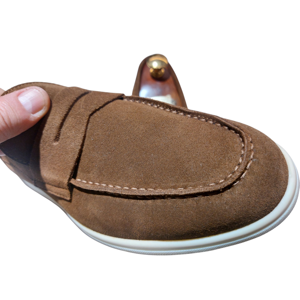 Penny Tobacco Suede Loafers
