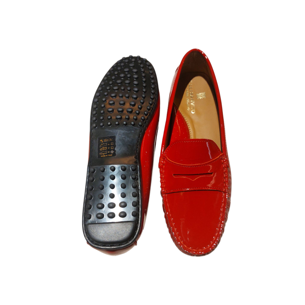 RED PATENT LEATHER LOAFERS