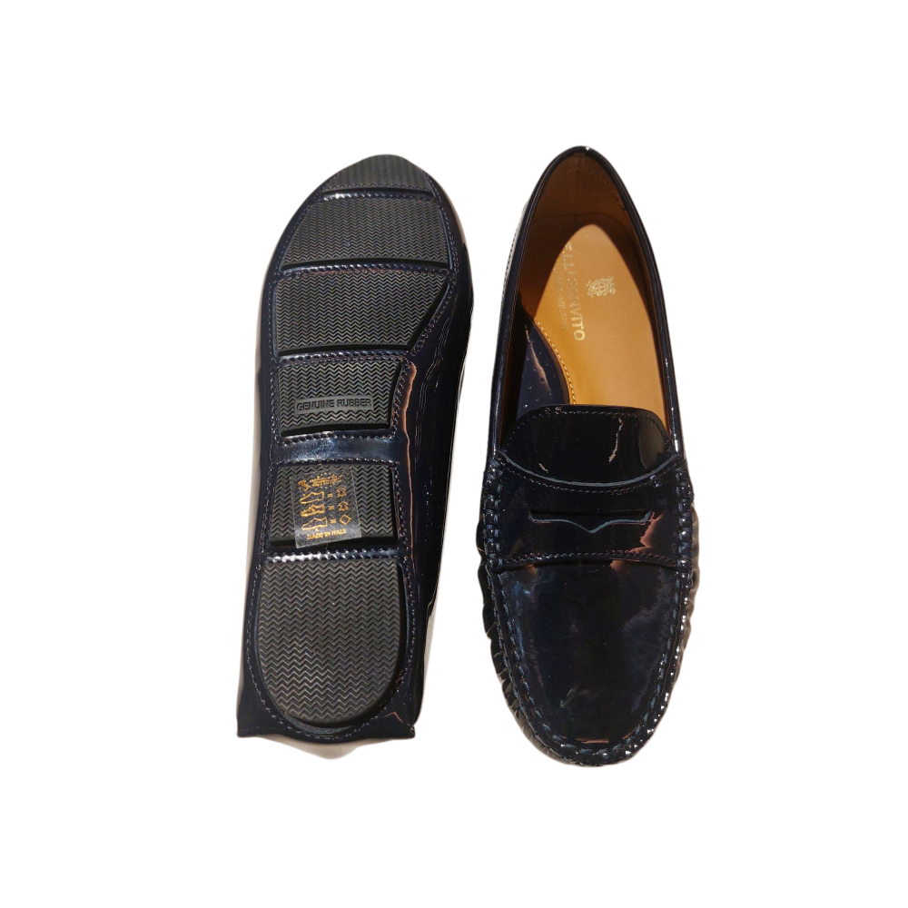 DARK BLUE PATENT LEATHER LOAFERS