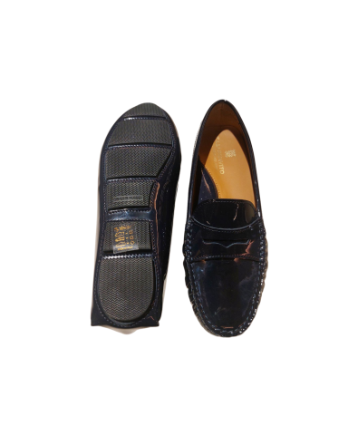 DARK BLUE PATENT LEATHER LOAFERS