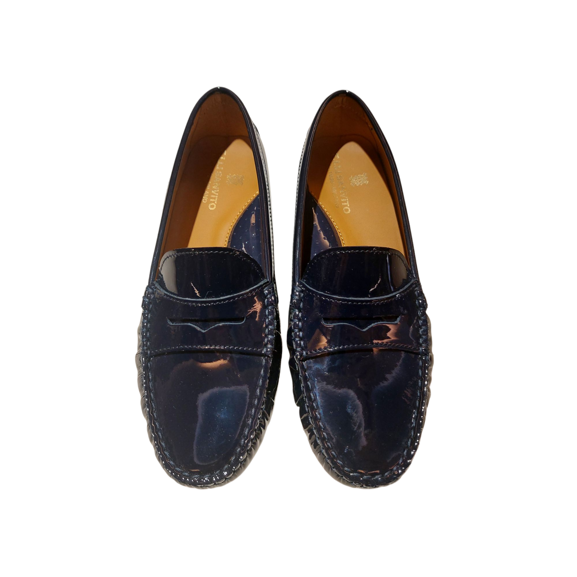 DARK BLUE PATENT LEATHER LOAFERS