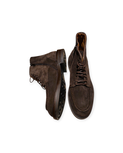 Dark brown suede winter ankle boots with zip 2