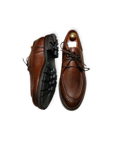 Derby lace-up shoes, in leather with rock sole