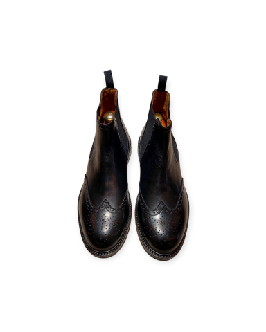 Black leather elastic ankle boots chelsea boot beatles