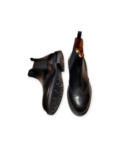 Stivaletti con elastico in pelle neri chelsea boot beatles