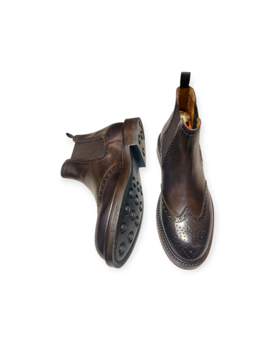 Stivaletti chelsea boot artigianali fatti in Italia, pelle marrone, fondo gomma