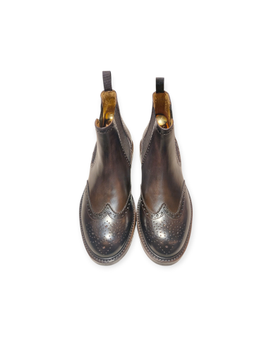 Stivaletti chelsea boot artigianali fatti in Italia, pelle marrone, fondo gomma