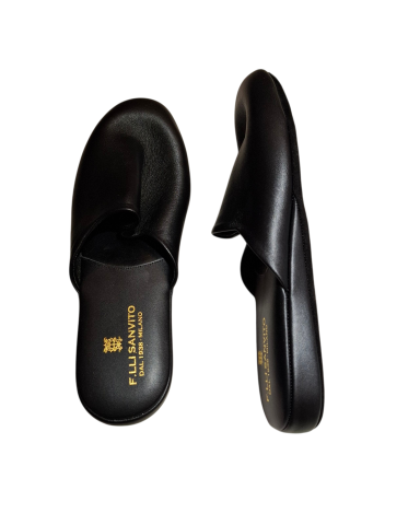 Black Leather Travel Slippers