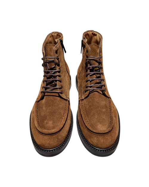 Tobacco suede ankle boots with rock sole winter 2
