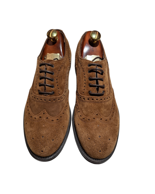 Tobacco-Brown Suede Oxfords
