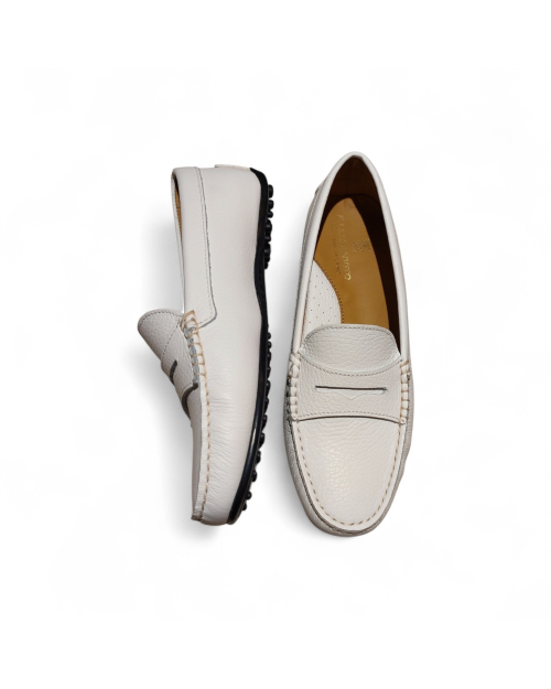 White pebbled-leather loafers 2