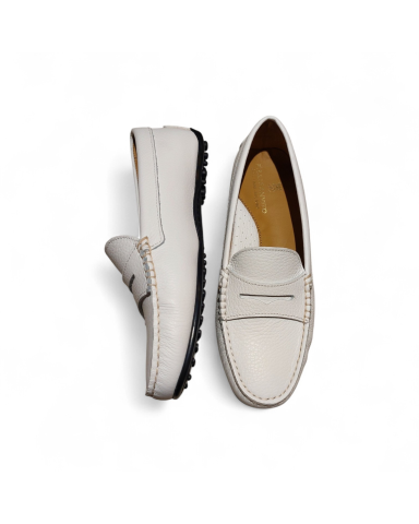 White pebbled-leather loafers