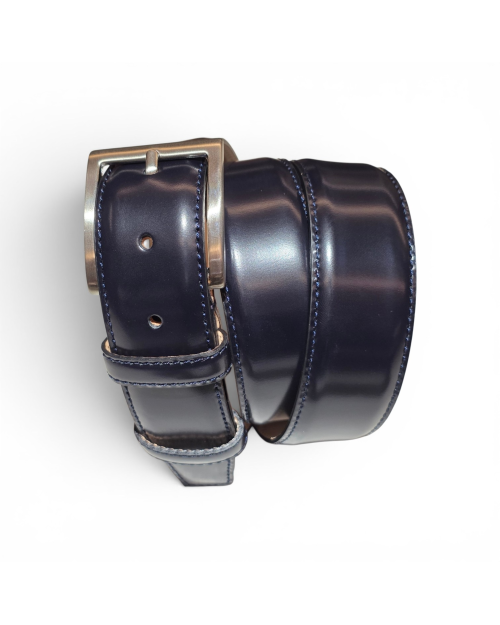 Cintura elegante in vitello lucido blu 2