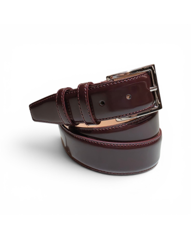 Cintura elegante in vitello lucido mogano/burgundy
