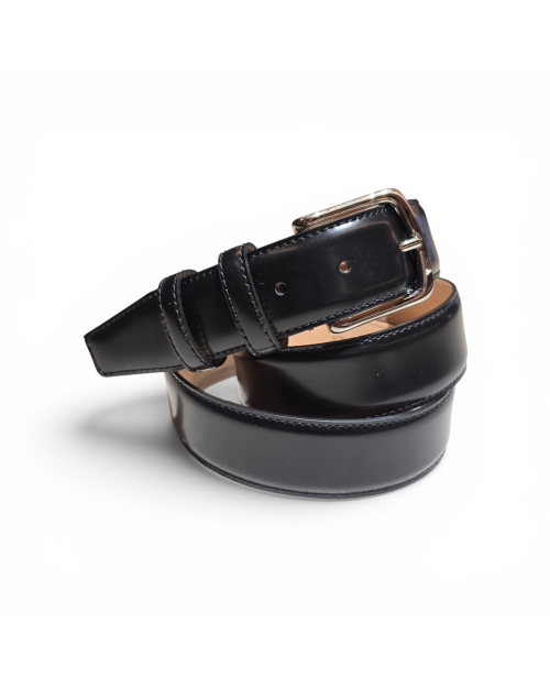 Cintura elegante in vitello lucido nero