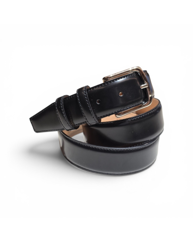 Cintura elegante in vitello lucido nero