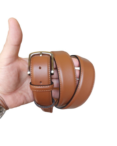 Elegant belt in hazelnut nappa calfskin