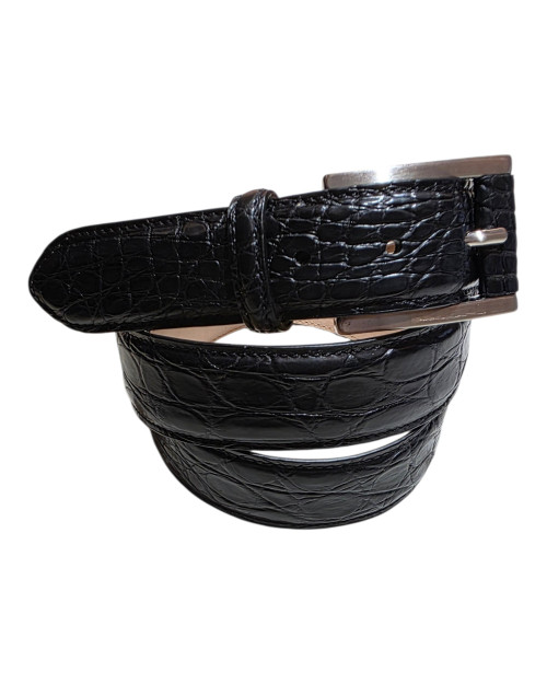Cintura in vero coccodrillo opaco nero