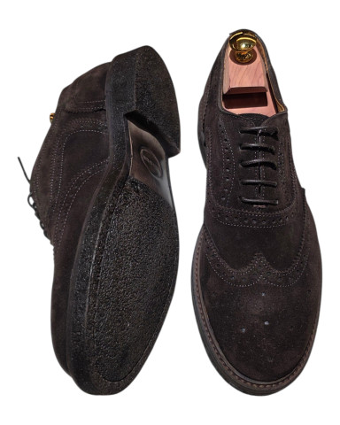 Dark brown suede swallowtail brogues