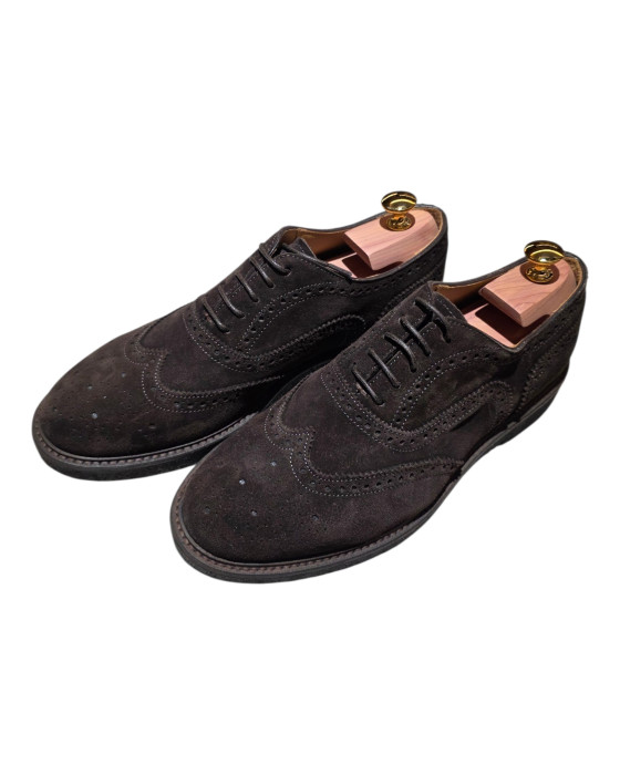 Dark brown suede swallowtail brogues